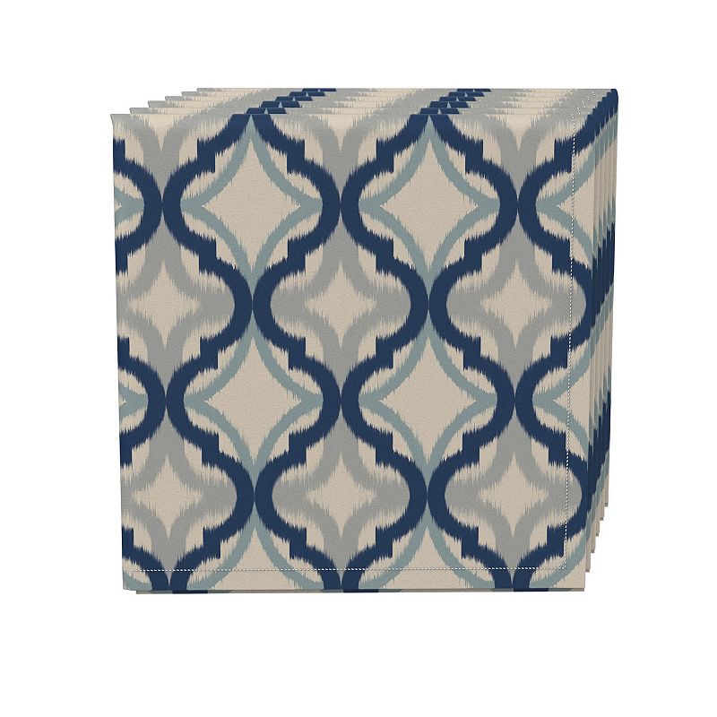 Napkin Set， 100% Polyester， Set of 4， 18x18， Blue Diamond Ogee