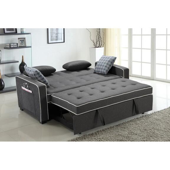 Austin Modern Gray Fabric Sleeper Sofa with 2 USB ...