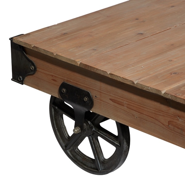 Utility Item Used Often Natural Wood Cart Coffee Table