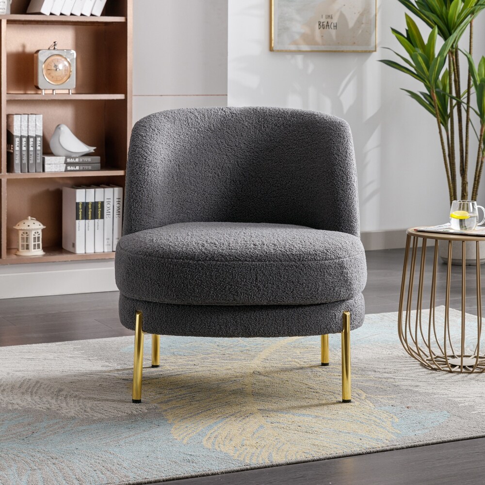 Boucle Upholstered Accent Chair With Gold Legs