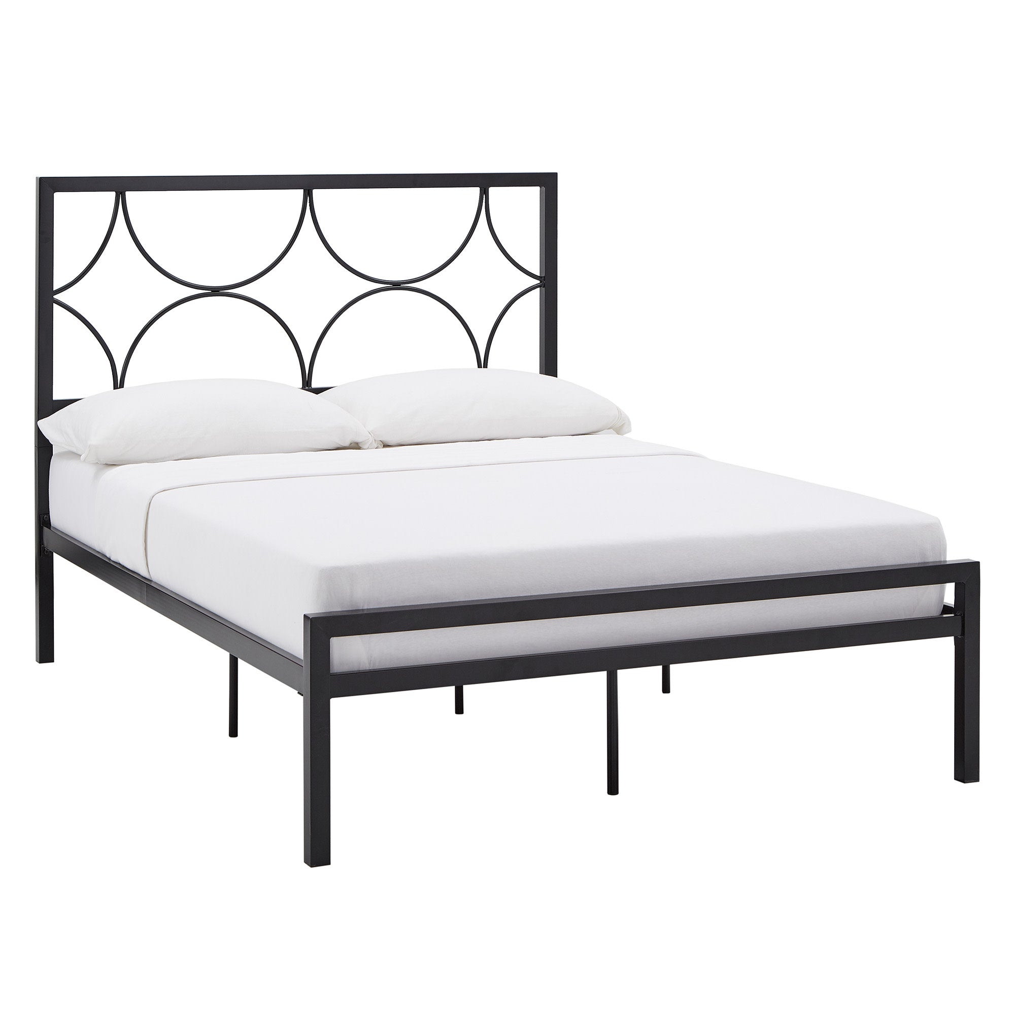 Weston Home Draco Metal Full Platform Bed with Star Headboard, Black