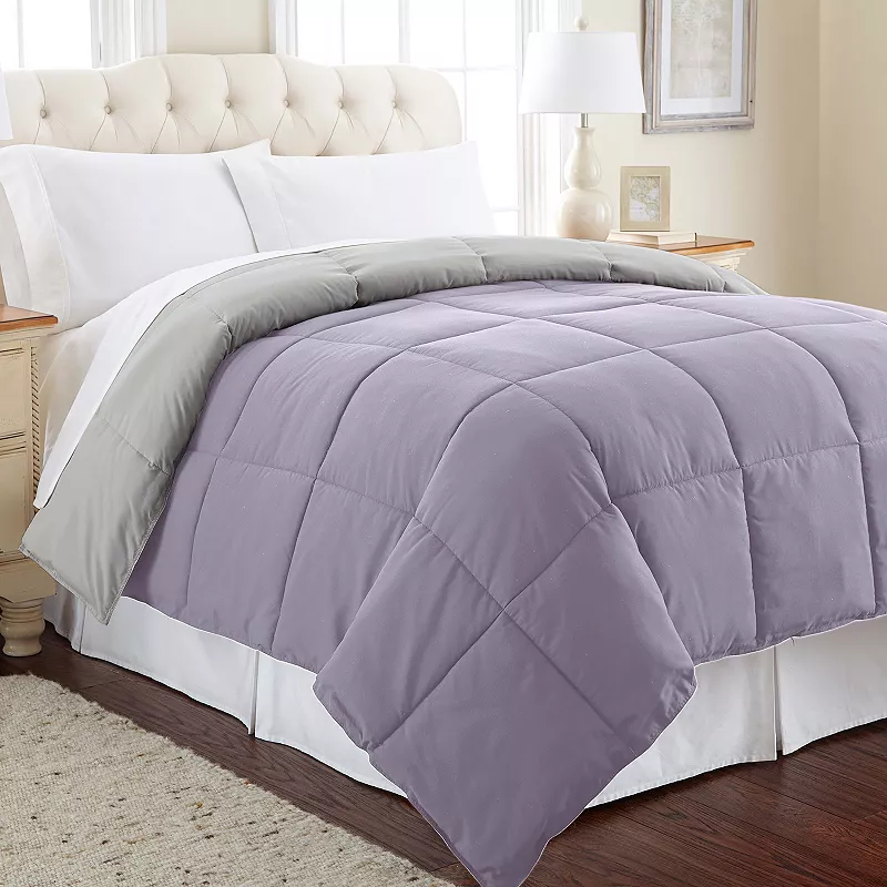 Solid Down-Alternative Reversible Comforter