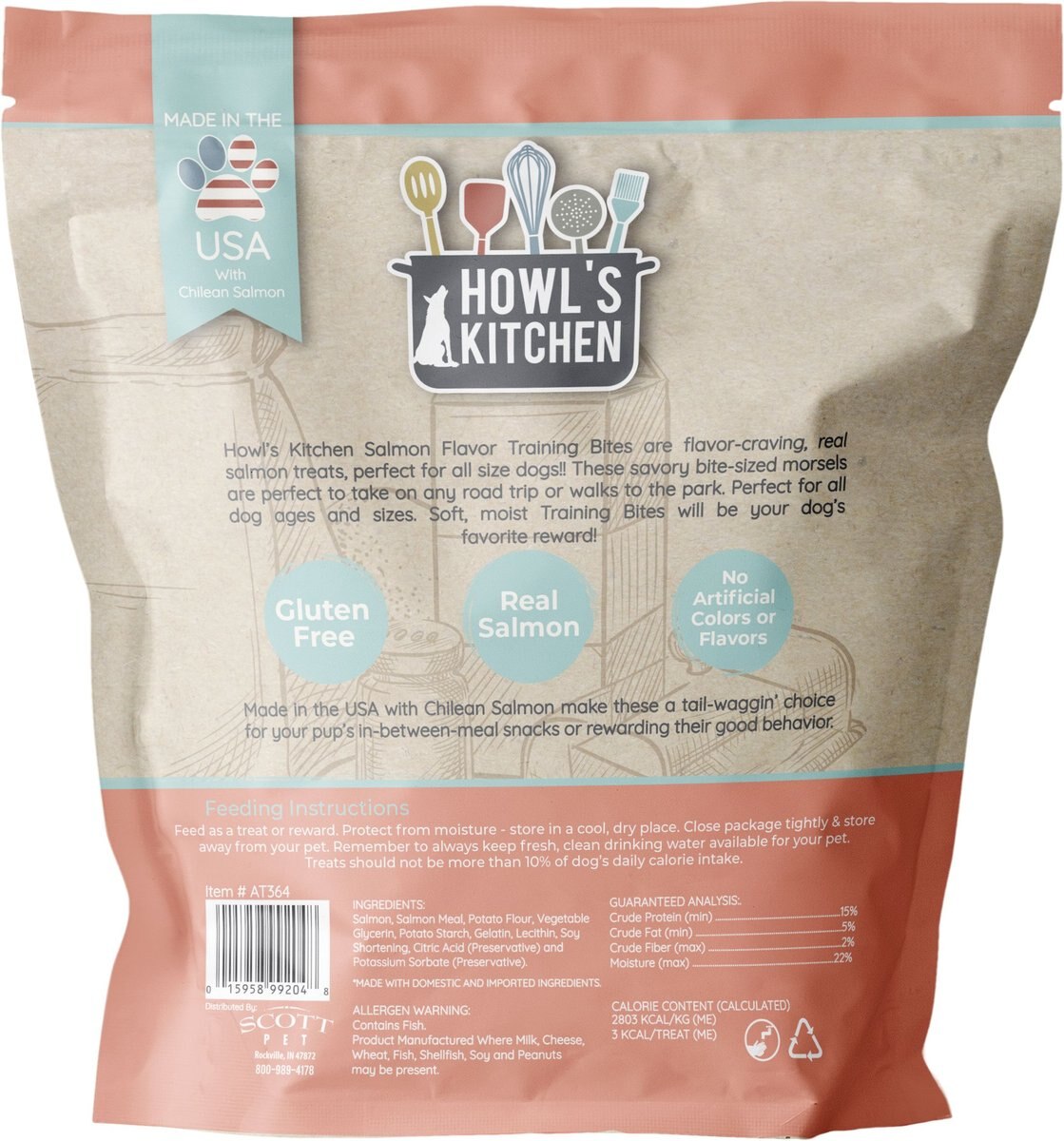 Howl's Kitchen Salmon Training Dog Soft Chew Treat， 5-oz bag