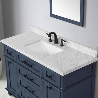 Home Decorators Collection Tarbot 48 in. W x 22 in. D x 34.5 in. H Bath Vanity in Midnight Blue with White Marble Top Tarbot 48MB