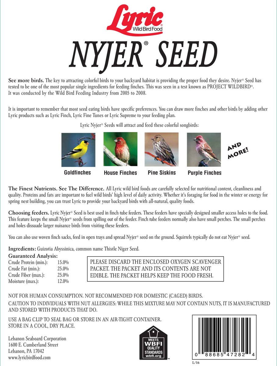 Lyric Nyjer Seed Wild Bird Food， 10-lb bag