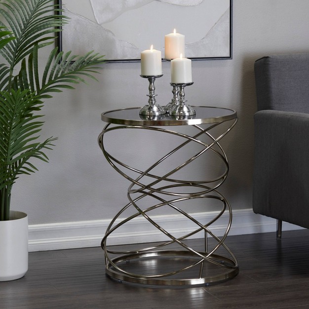 Contemporary Marble Open Ring Accent Table Silver Olivia amp May