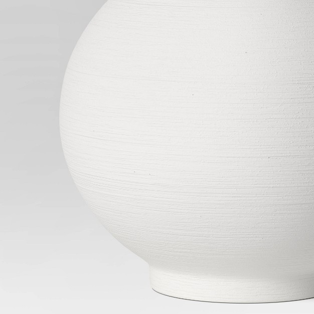 Ceramic Round Textured Vase White