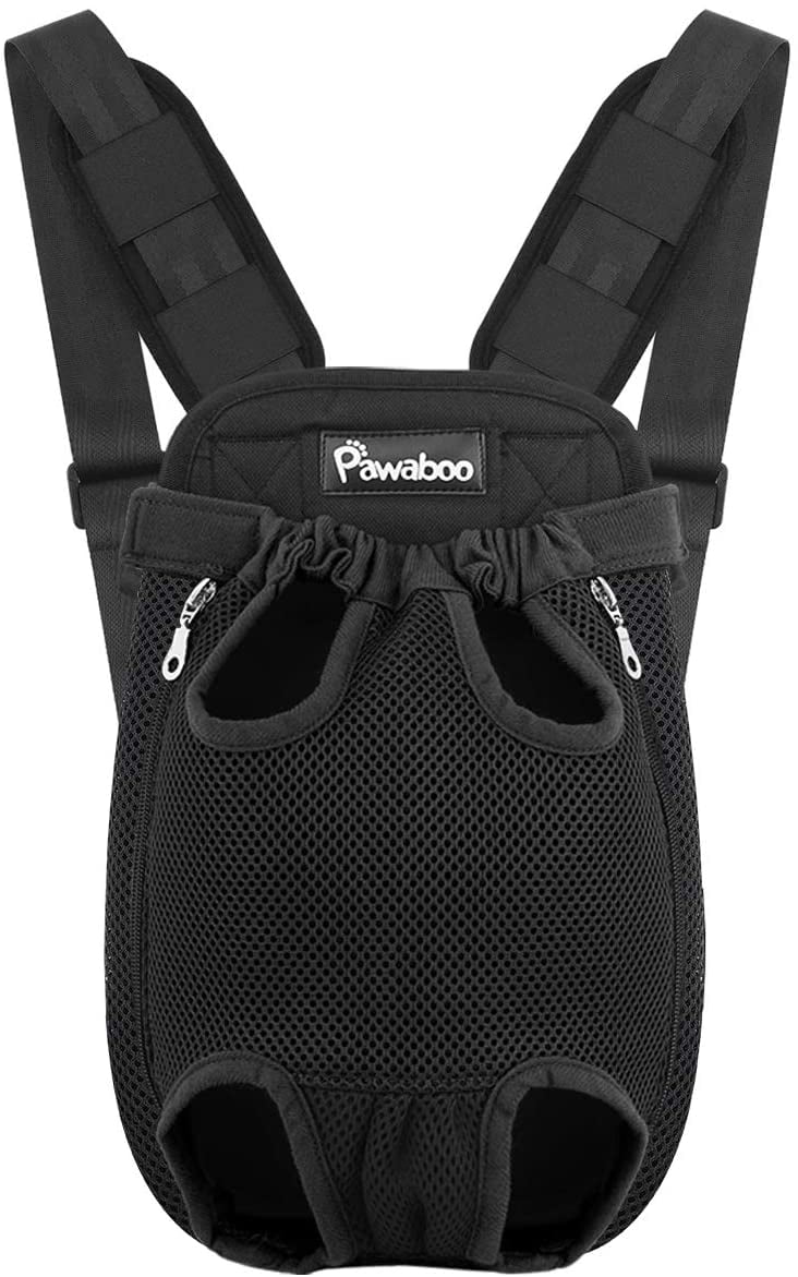 Pawaboo Pet Carrier Backpack， Adjustable Pet Front Cat Dog Carrier Backpack Travel Bag， Legs Out， Easy-Fit for Traveling Hiking Camping for Small Medium Dogs Cats Puppies