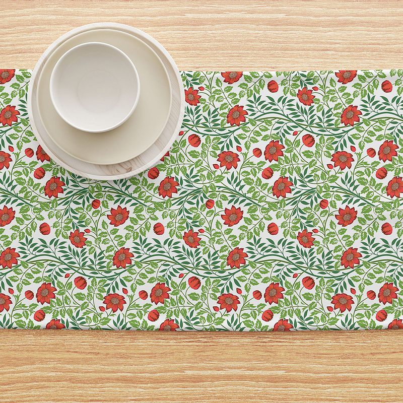 Table Runner， 100% Cotton， 16x90， Floral 72