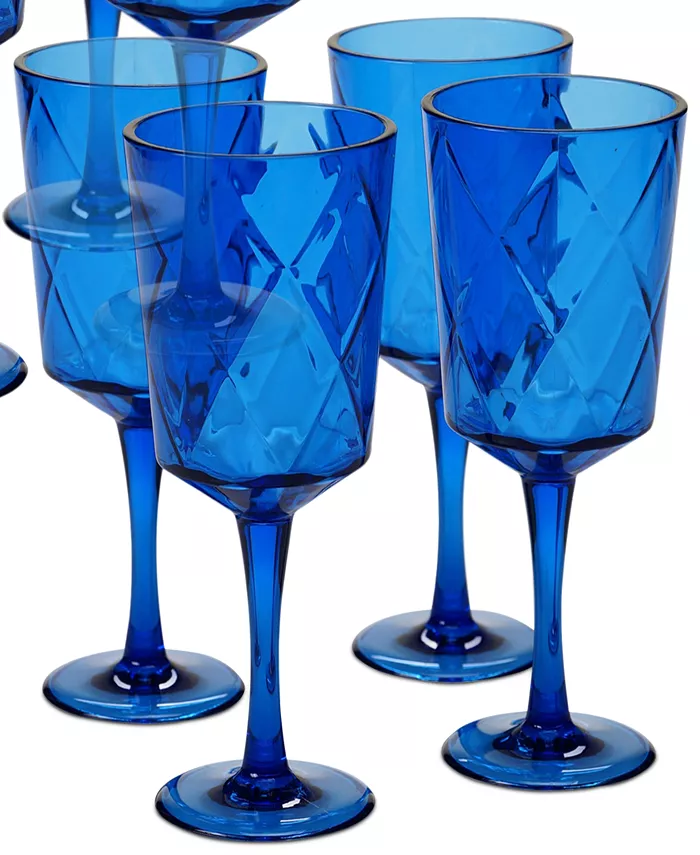 Certified International Cobalt Blue Diamond Acrylic 8-Pc. All-Purpose Goblet Set