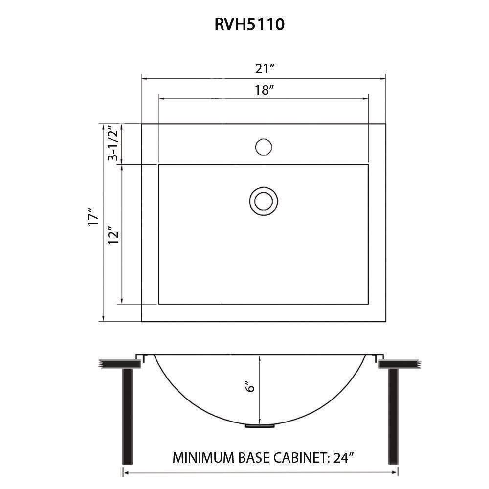 Ruvati 21 x 17 inch Brushed Gold Drop-in Topmount Bathroom Sink Polished Brass Stainless Steel RVH5110GG