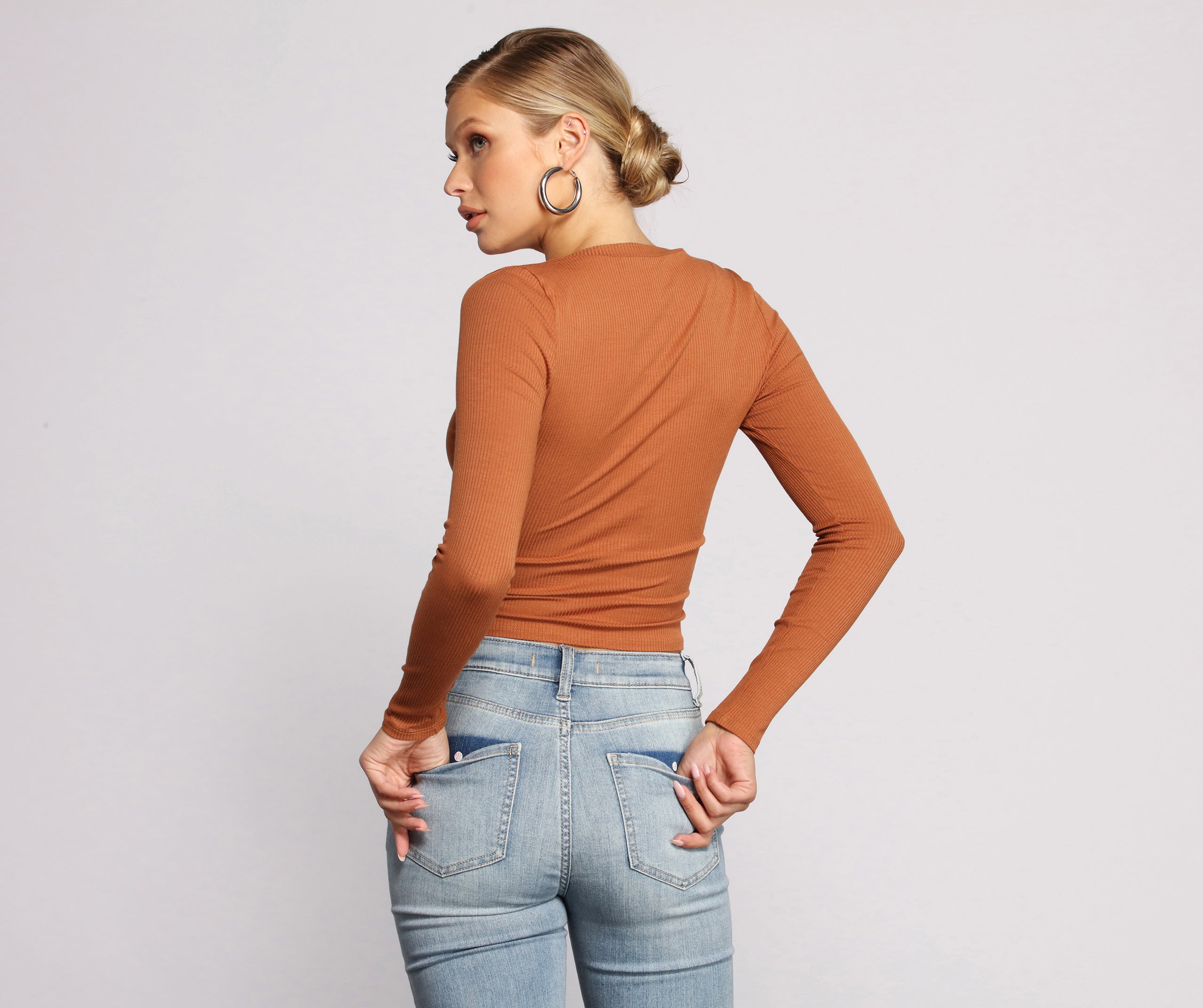 Long Sleeve Ribbed Basic Top