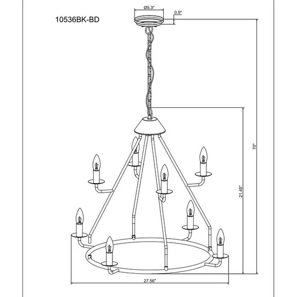 The Gray Barn Highclere Farmhouse 8-light Wagon Wheel Chandelier - 27.56