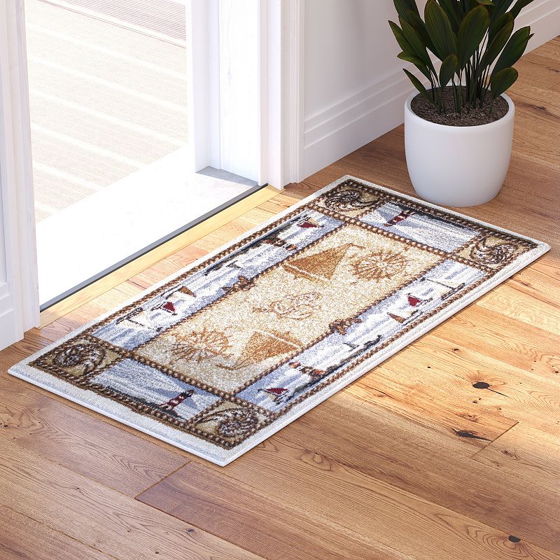 Masada Rugs Masada Rugs Nautical Scene Area Rug Mat - 2'x3'