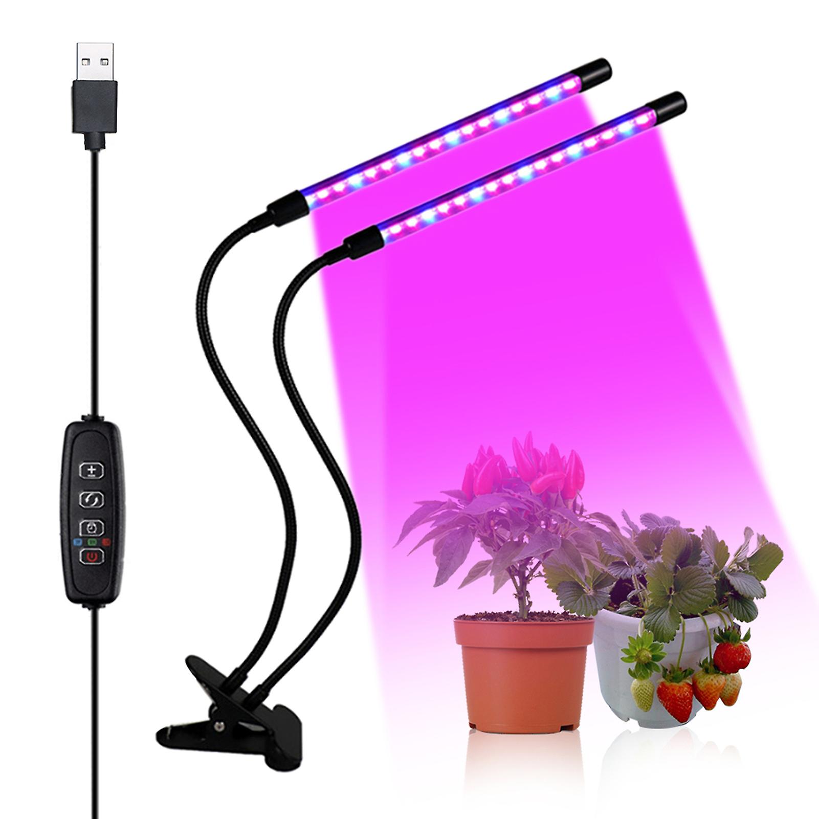 D C 5 V 2a 20w Plant Growth Growing Clip Clamp Lamp Flora Light Usb Powered Operated With Line Controller 3 Levels Timer Timing T-ime Setting Function