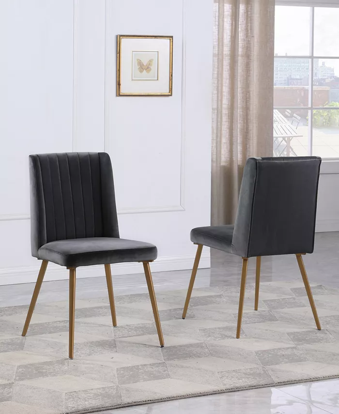 Best Master Furniture Newport 37 Velvet with Metal Legs Dining Chairs Set of 2