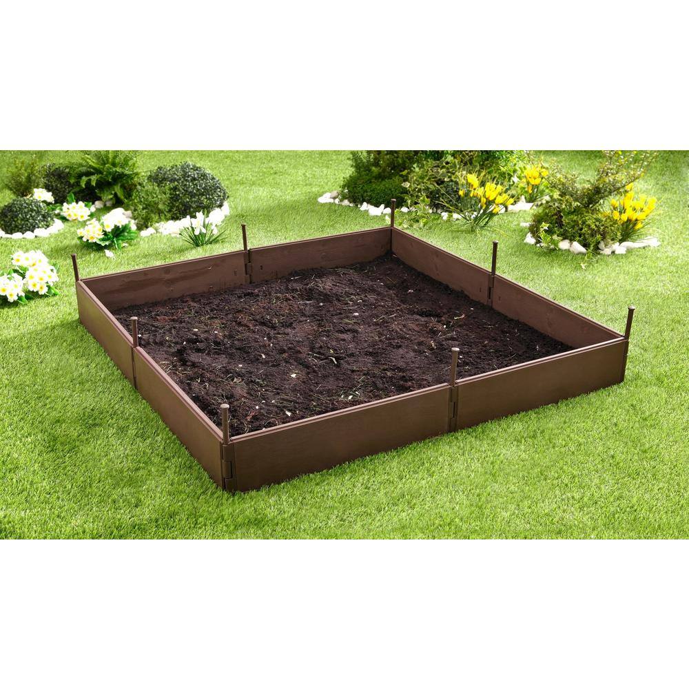 Emsco Bloomers Series 3.8 ft. x 3.8 ft. Brown Resin Raised Garden Bed 2455