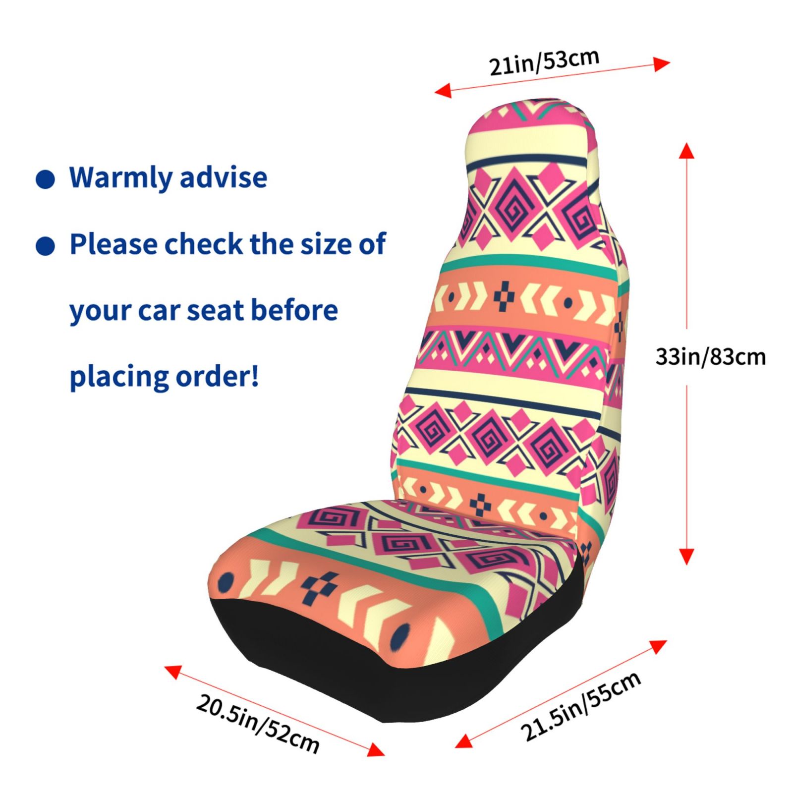 TEQUAN Front Seat Covers， Vintage Southwestern Native Bohemian Pattern 2 Piece Car Seat Cover Fit Most Car SUV Truck Van