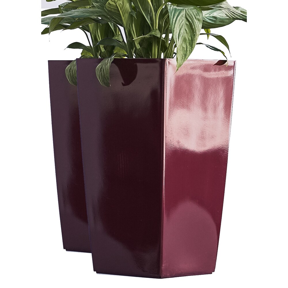 XBrand 22 in. Tall Nested Plastic Self Watering Indoor Outdoor Square Planter Pot (Set of 2)