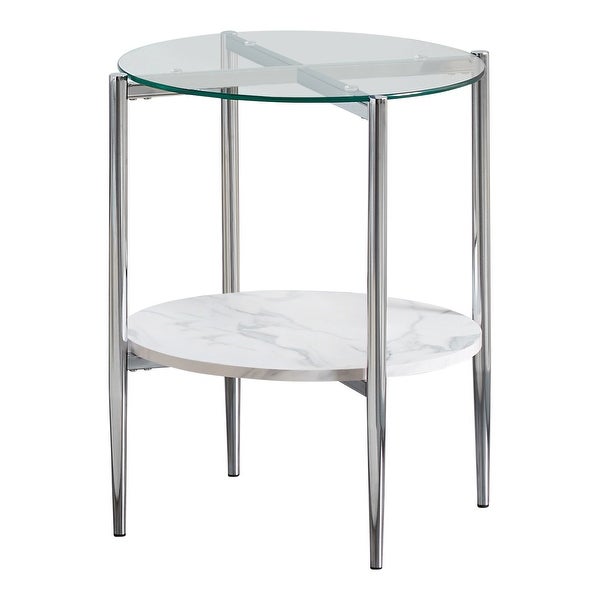 Coaster Furniture Cadee Clear and Chrome Round Glass Top End Table