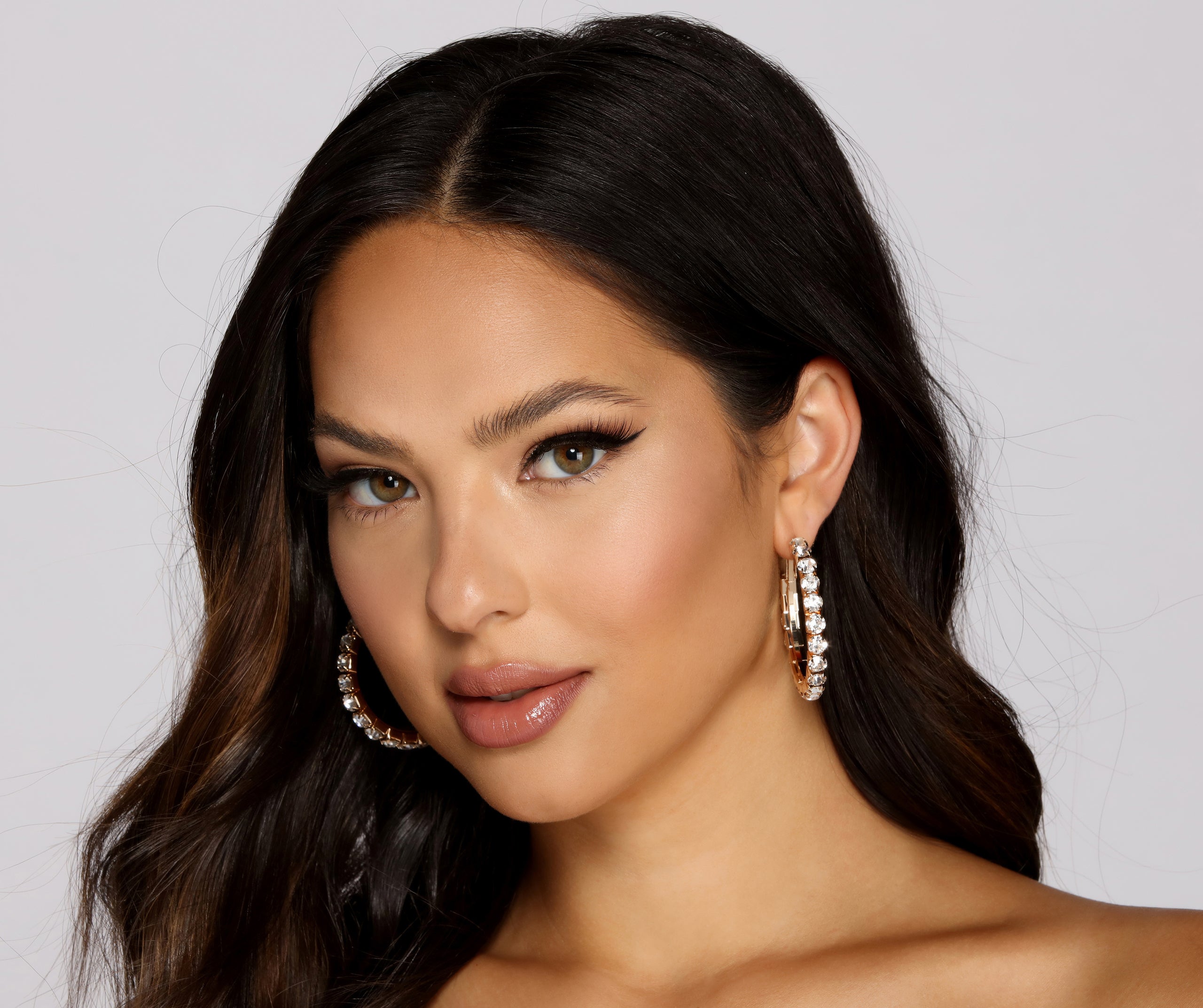 Living The Luxe Life Rhinestone Hoop Earrings