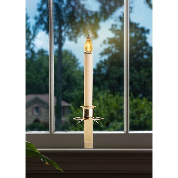 3 Battery Operated LED Gold Cambridge Slant Christmas Candle Lamps 12