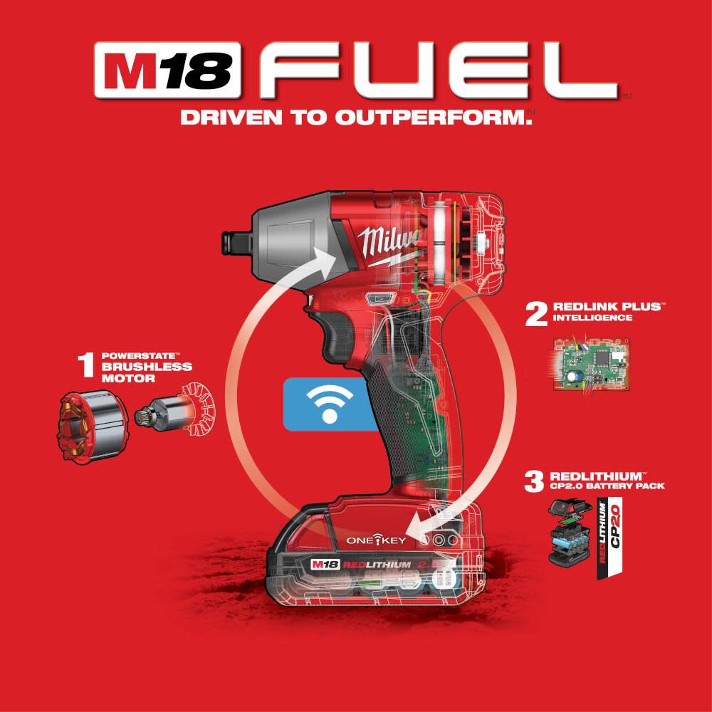 Milwaukee M18 FUEL 3/8" Compact Impact Wrench Friction Ring ONE-KEY Kit 2758-22CT from Milwaukee