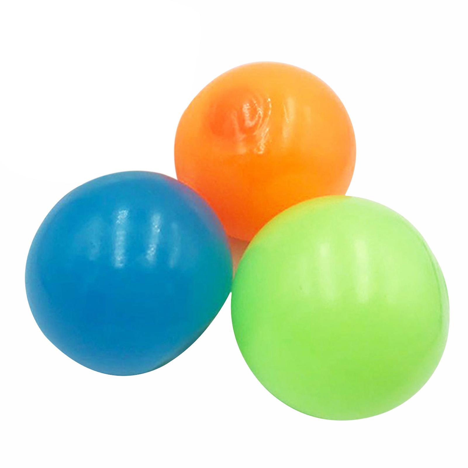 3pcs Stick Wall Balls Sticky Target Ball Fluorescent Ceiling Ball Anti-stress Decompression Toy  3pcs