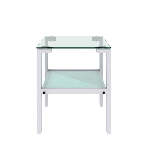 Square Glass End Table Wite Iron Tube Frame