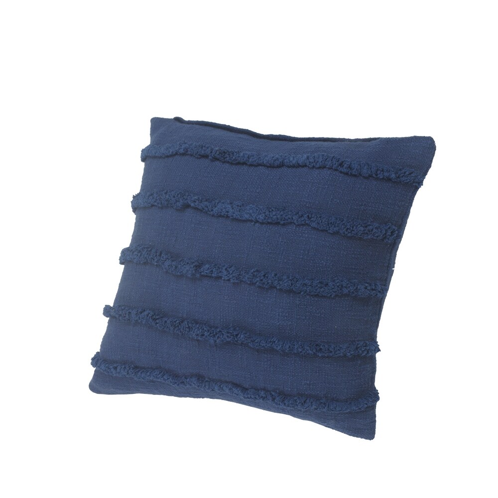 LR Home Deep Blue Overtufted Solid Throw Pillow