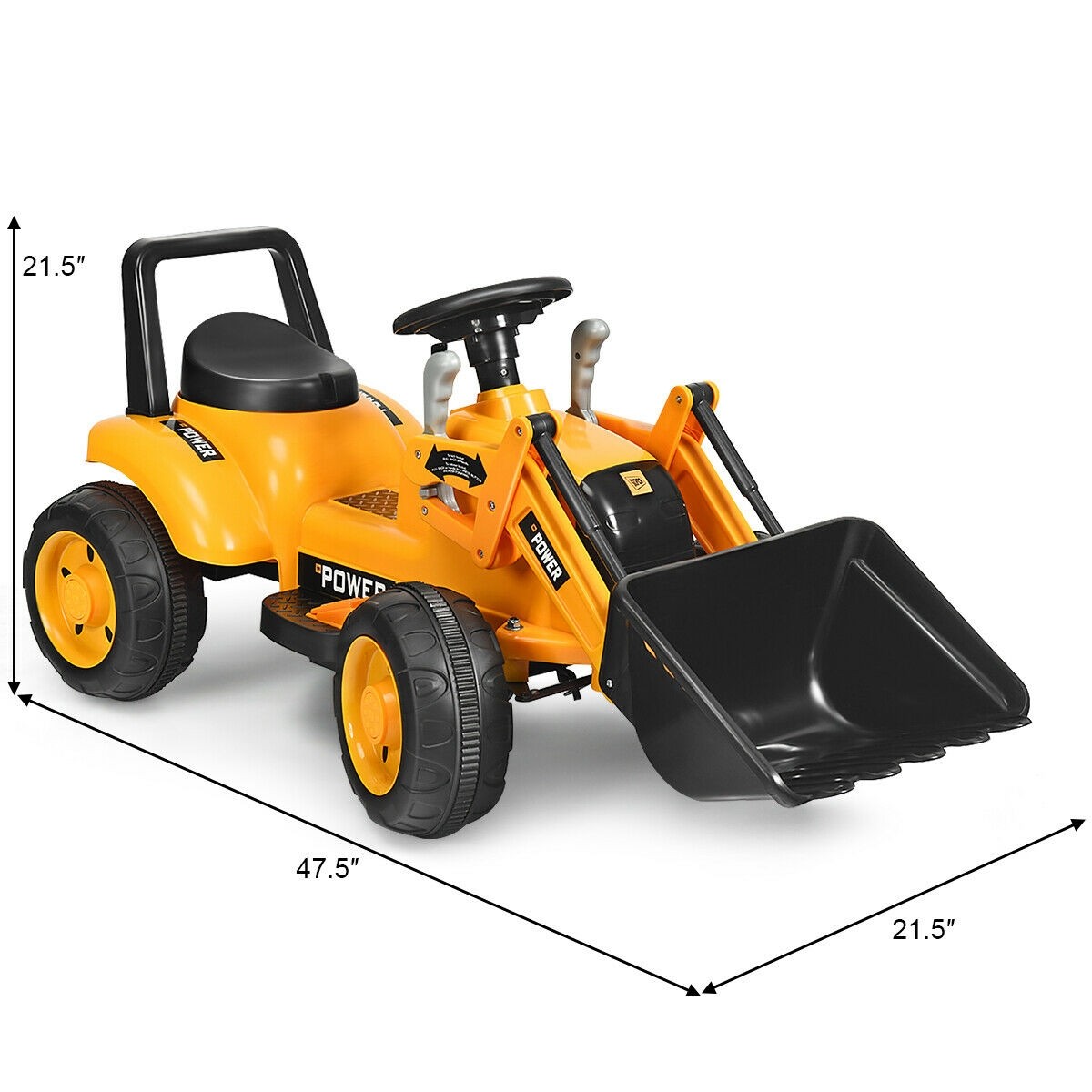 Costzon Kids Ride On Excavator, 6V Battery Powered Construction Tractor w/ Horn, Controllable Digging Bucket