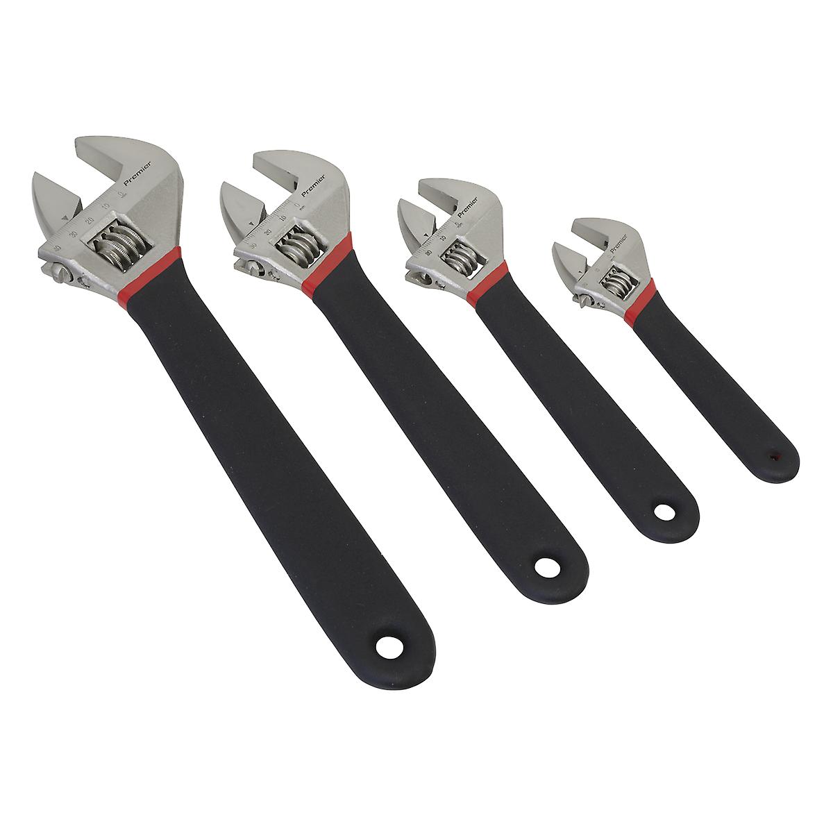 Sealey Ak9935 Adjustable Wrench Set 4Pc Ni-Fe Finish