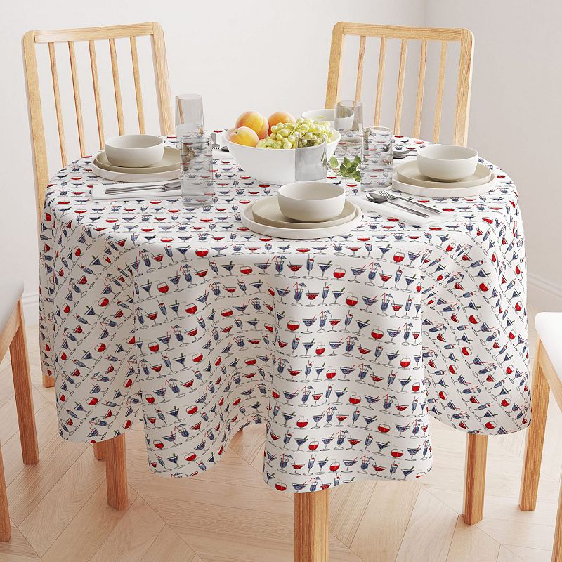 Round Tablecloth， 100% Polyester， 90 Round， Cocktails in Hand