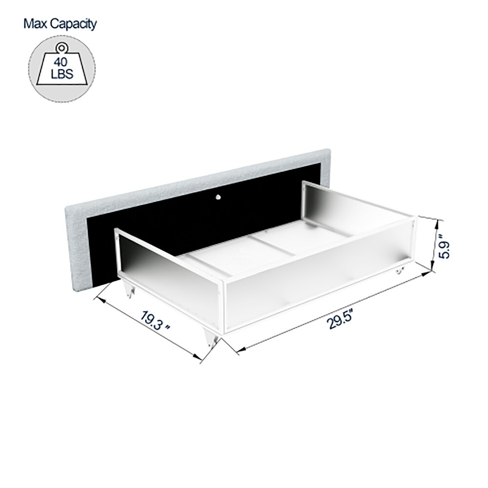 Queen Size Platform Bed with Tufted Headboard and 4 Drawers Ivory