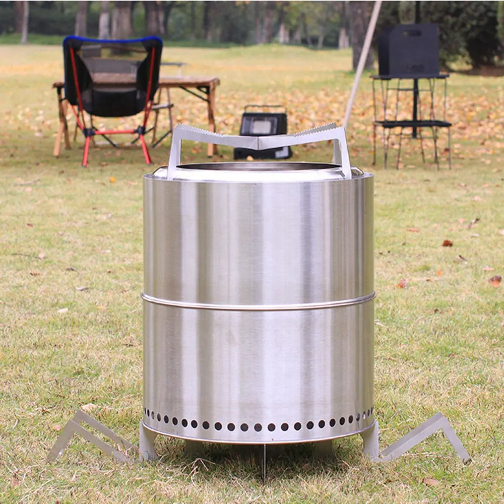 Wildrex Portable Camping Stainless Steel Outdoor Firepit Wood Burning Fireplaces Stove Bonfire Smokeless Fire Pit with Stand