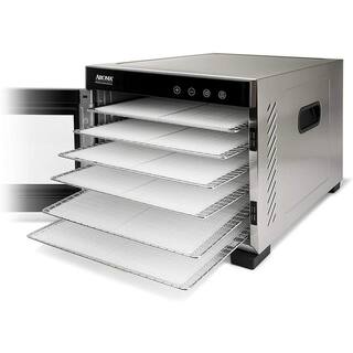 AROMA 6-Tray Black Electric Food Dehydrator with Glass Door AFD-965SD