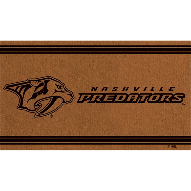 Evergreen Nashville Predators Logo Turf Mat Brown 28 X 16 Inches Indoor Outdoor Doormat