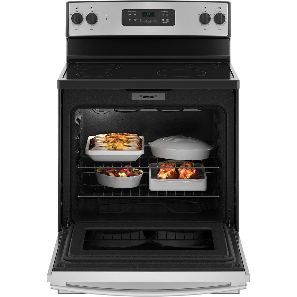 GE 30 in. 5.3 cu. ft. Electric Range in Stainless Steel with Self Clean JB625RKSS