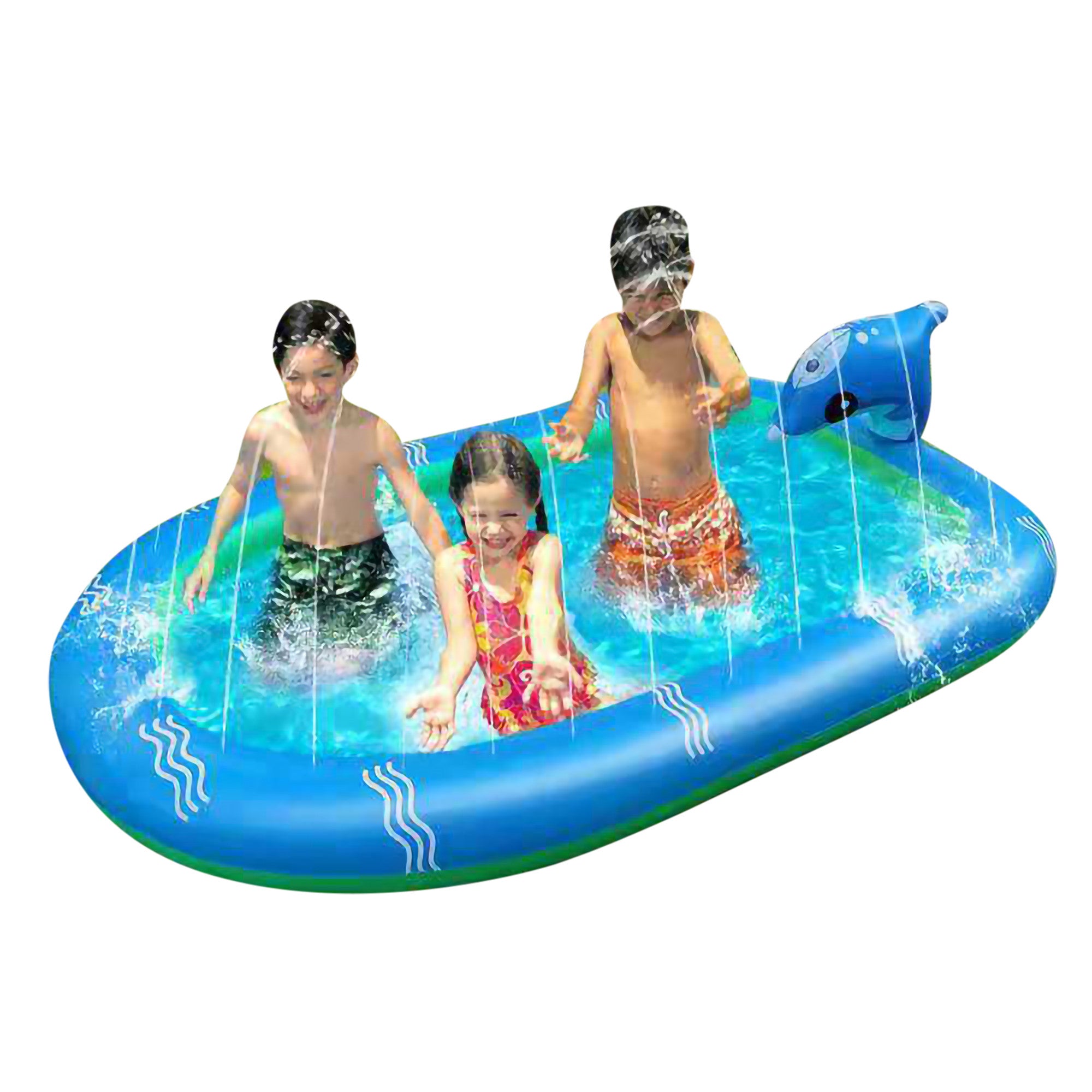 Owl's-Yard Inflatable Dolphin Swimming Pool， Kiddie Pools Wading Pools Inflatable Water Toys Water Pool Pad