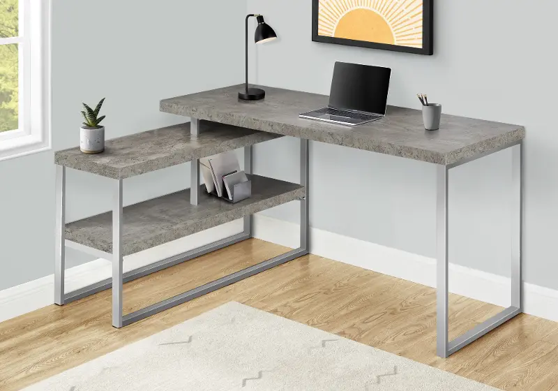 Monarch Gray L-Shaped Desk