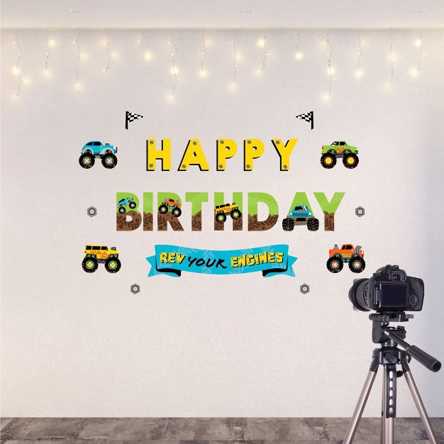 Big Dot Of Happiness Smash And Crash Monster Truck Peel And Stick Boy Birthday Party Decoration Wall Decals Backdrop