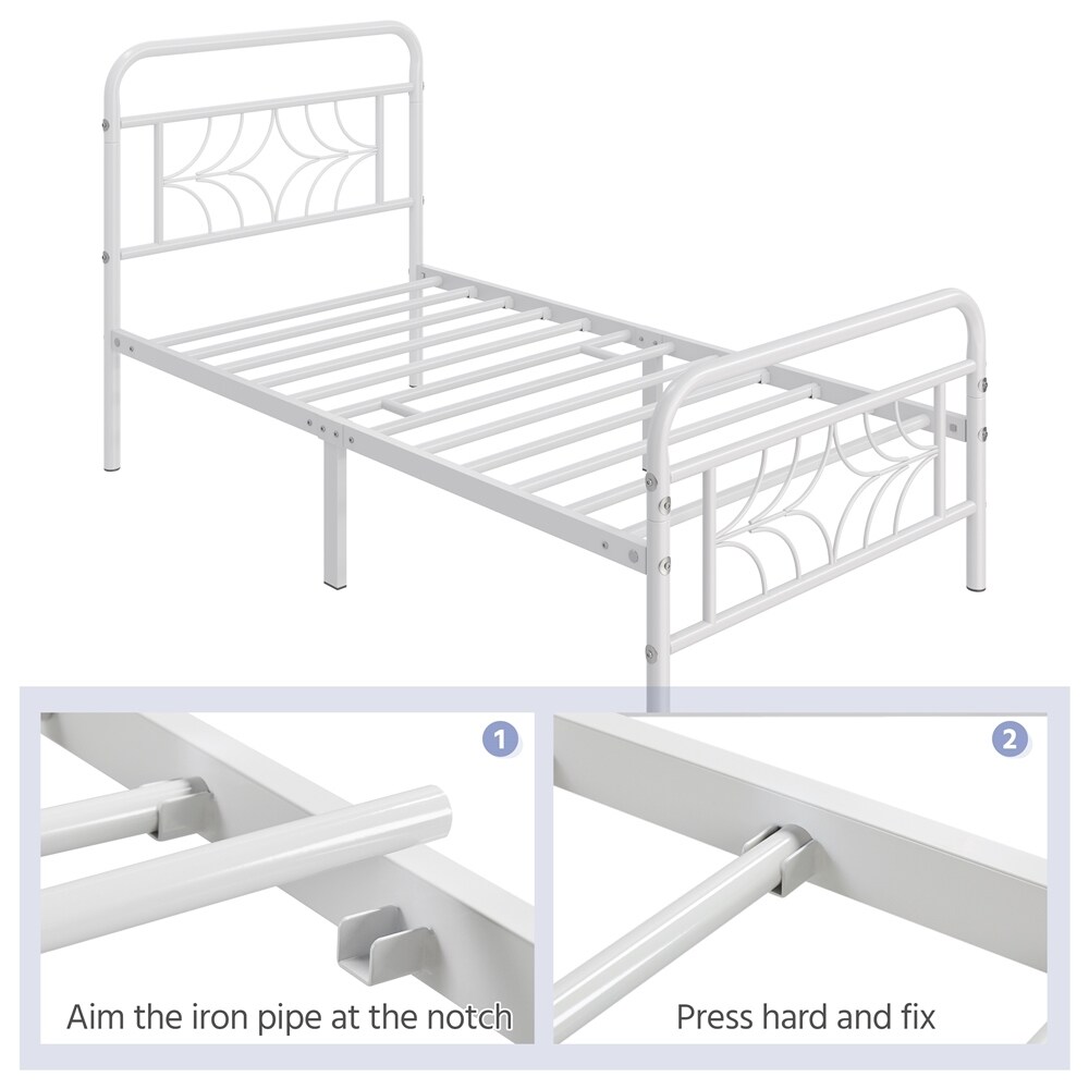 Yaheetech Modern Twin Size Metal Bed Frame with Sparkling Star Inspired Design Headboard and Footboard