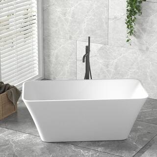 Stivier 67 in. Acrylic Flatbottom Non-Whirlpool Freestanding Soaking Bathtub in Glossy White 21A0107-67