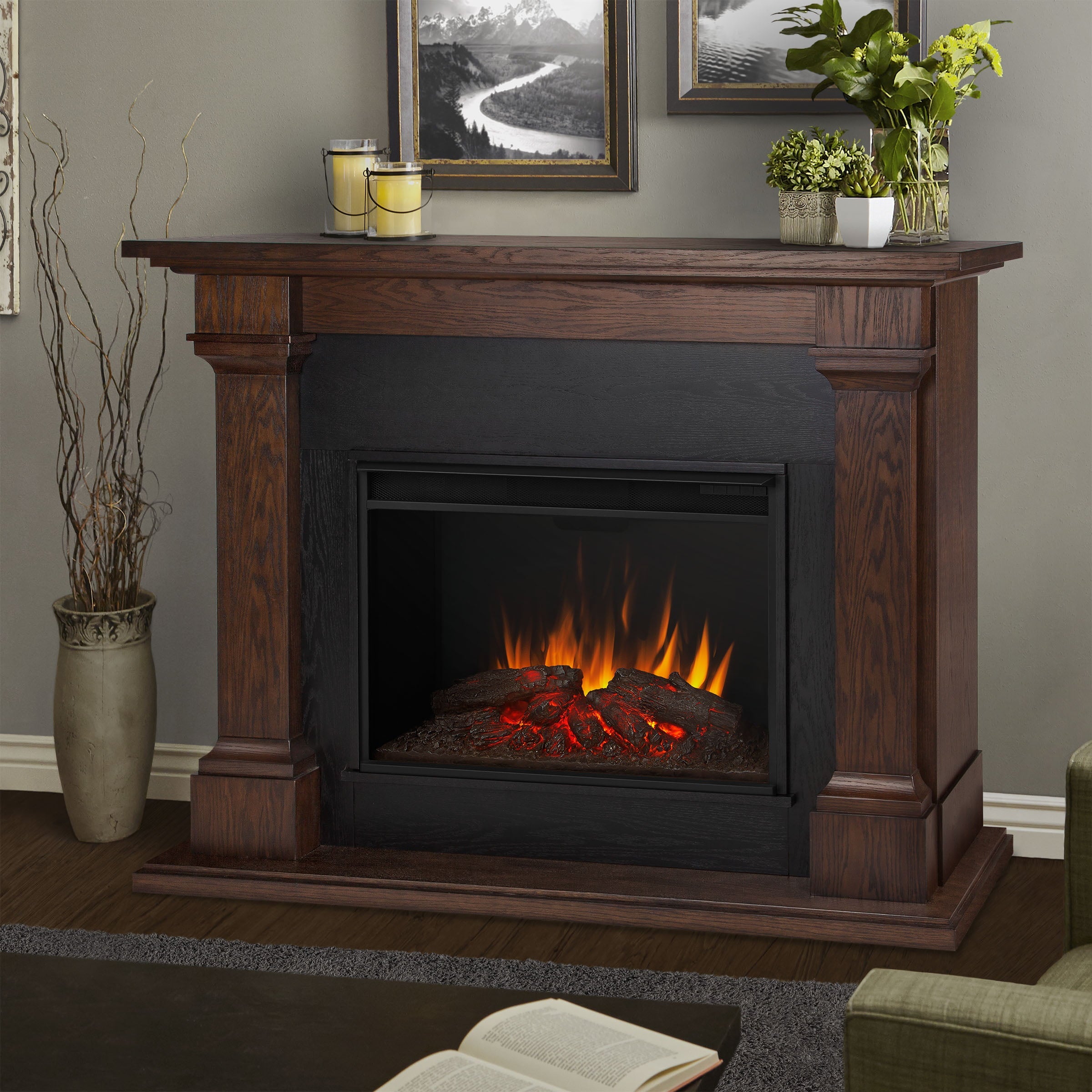 Real Flame Callaway Grand Electric Fireplace in Chesnut Oak