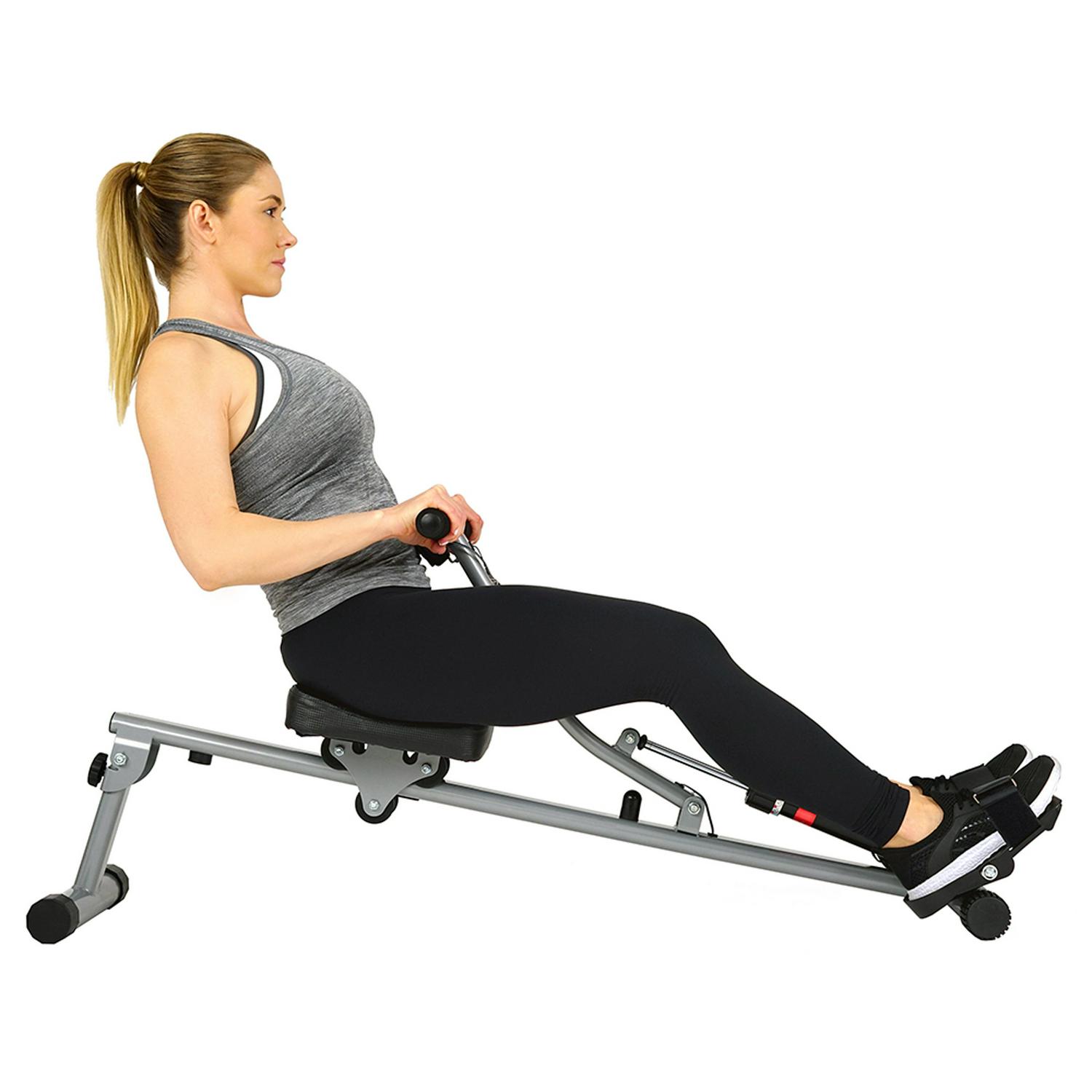 Sunny Health and Fitness Rowing Machine Rower Exercise for Home Cardio Workouts， Digital Monitor， Adjustable Resistance， SF-RW1205