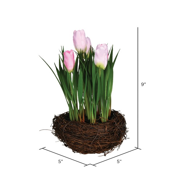 Artificial Pink Potted Tulip Pack Of 2