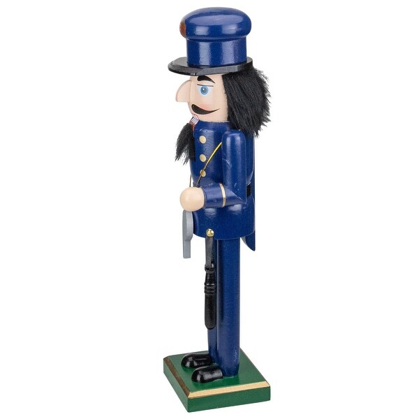 14 Blue and Black Wooden Police Officer Christmas Nutcracker