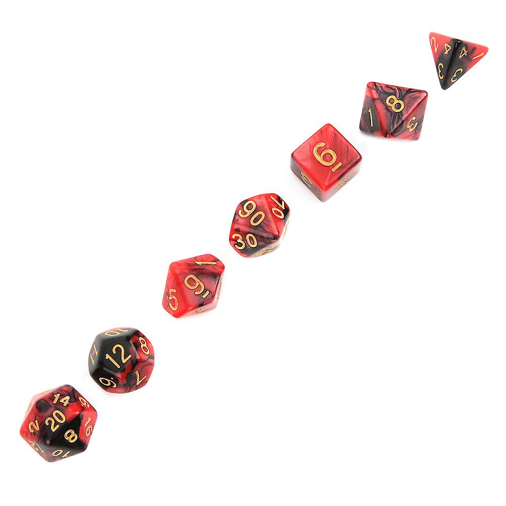 7pcs/set Pmma New Acrylic Material Eco-friendly Durable Double Color Multi Side Board Game Dice For Family Entertainment Leisurered Black