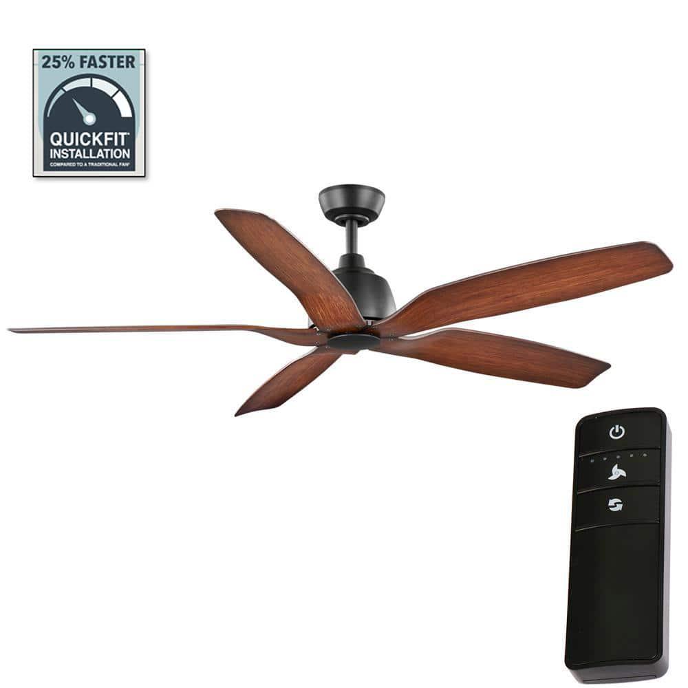 Home Decorators Collection 60 in Sirrine IndoorOutdoor Matte Black Smart Ceiling Fan with Remote Control Powered by Hubspace