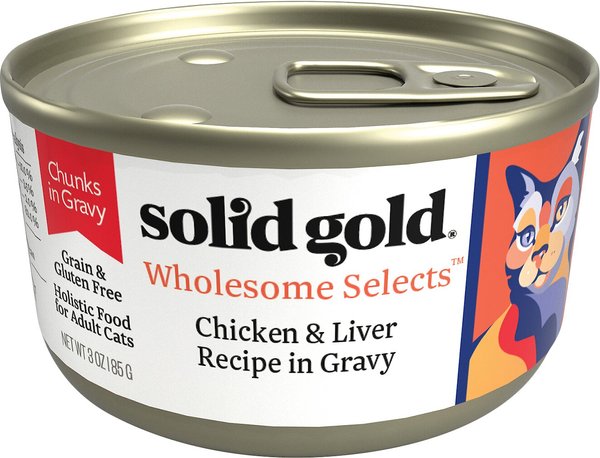 Solid Gold Wholesome Selects with Real Chicken and Liver Recipe in Gravy Grain-Free Canned Cat Food